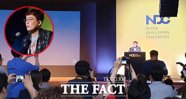 김동건 넥슨 데브캣 총괄 프로듀서가 2019년 4월 24일 경기창조경제혁신센터에서 '2019 넥슨개발자콘퍼런스(NDC)' 기조연설을 하고 있다. /최승진 기자·넥슨 제공