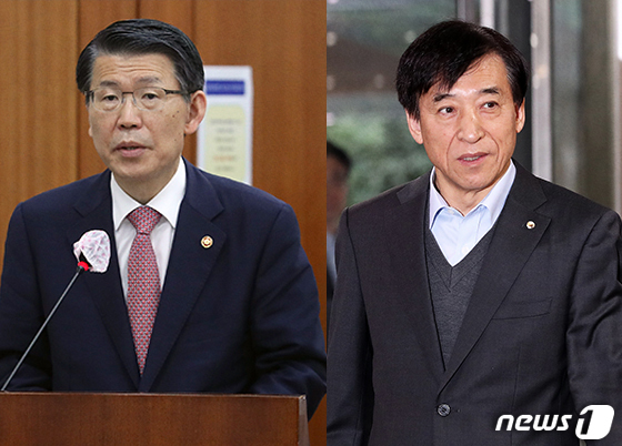 왼쪽부터 은성수 금융위원장, 이주열 한국은행 총재. © News1 이지원 디자이너