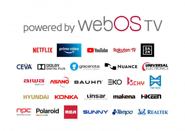 LG전자가 웹OS TV 플랫폼 공급을 위해 협력하고 있는 글로벌 콘텐츠 및 기술 솔루션 파트너사 로고 모음. (사진=LG전자)