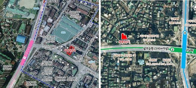 강동구 성내동과 동작구 사당동에 들어설 청년주택 사업대상지 위치. (출처=서울시 제공) © 뉴스1