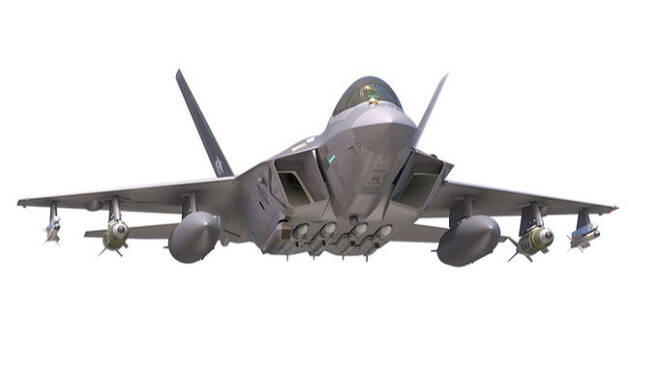 공대공, 공대지 무장을 갖춘 KF-X 상상도. 방위사업청 제공