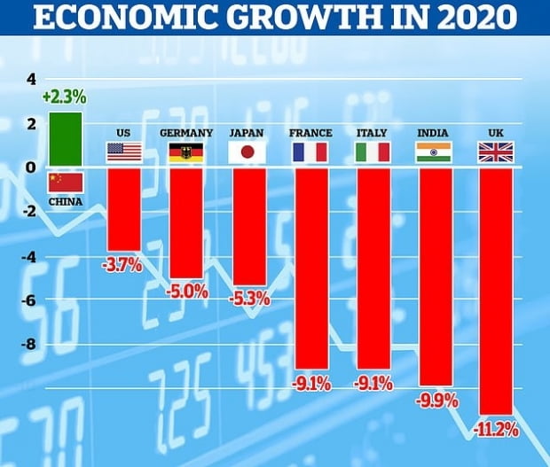 작년 국가별 경제성장률./ 사진=데일리메일