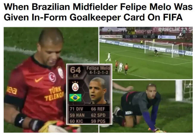 브라질 축구대표팀 출신 멜루가 피파 게임의 골키퍼 카드로 등장한 소식을 전한 스포츠바이블.