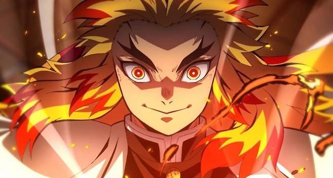 ▲귀멸의 칼날 극장판 스틸컷 가운데.