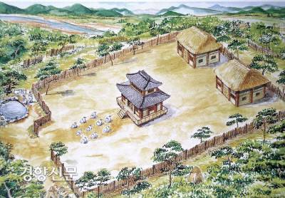 무령왕비의 시신을 27개월간 두고 조문객을 받은 정지산 빈전의 상상도. |이한상 교수 제공