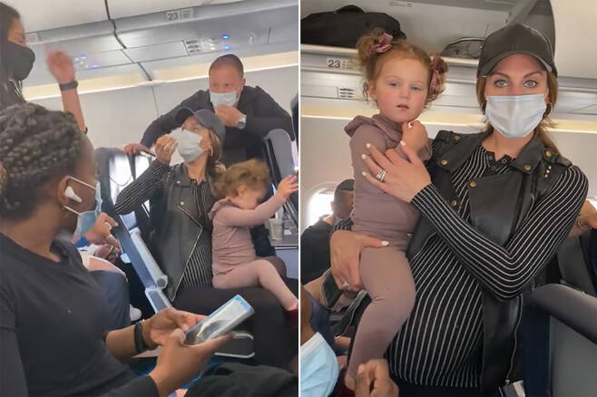 미국의 두 살 여자아이가 마스크를 착용하지 않았다는 이유로 임신한 어머니와 남편, 자폐가 있는 아들 등 일가족이 비행기에서 강제하차를 당했다.