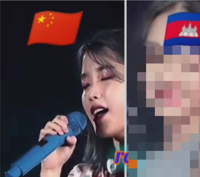 SNS 틱톡에 최근 게재된 아이유 영상. 아이유의 국적을 중국이라고 표기하고 있다. [틱톡 캡처]