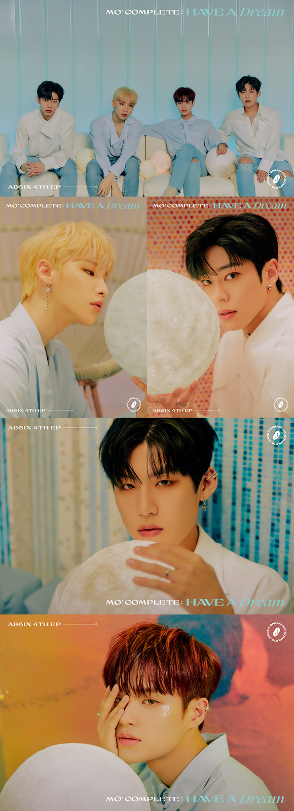 AB6IX (Abisix) has emanated a mysterious atmosphere.Brand New Music released the second concept photo of AB6IXs fourth EP MO COMPLETE: HAVE A DREAM, which will be released on April 26 through the official SNS channels of AB6IX on April 13th.AB6IX members in group photos, which produced a simple and sensual style with different details of shirts and jeans, focused their attention on their unique cynical mood.In the ensuing personal photos, Jeon Woong captivated the eye with a sculptural smooth sideline, Kim Dong-Hyun overwhelmed the atmosphere with a more mature visual, Park Woo-jin enhanced the attraction with a deep, intense eye, and Lee Dae-hwi, who gave the point with glitter makeup, fascinated those who saw it as a fascinating aura at once ...AB6IX, which unveiled its own charm, which has become thicker than before, will release the remaining promotional contents sequentially before the comeback, and will further enhance curiosity about the album by releasing the second concept photo of the new album MOs COMPLETE: HAVE A DREAM.