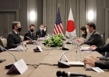 [런던=뉴시스]3일(현지시간) 영국 런던에서열린 미일 외교장관 회담. (출처: 일본 외무성) 2021.5.3. *재판매 및 DB 금지
