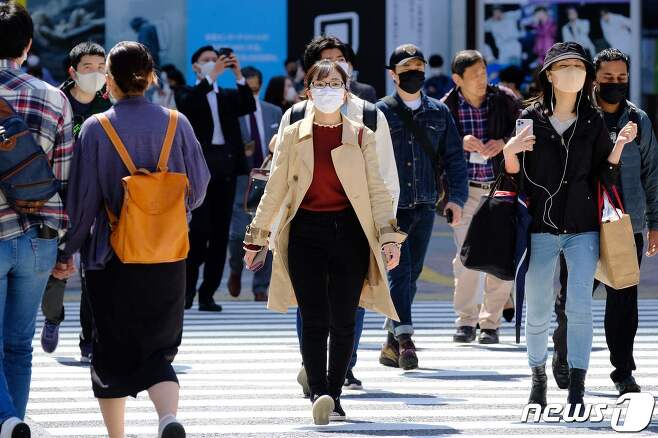 2021년 4월 18일 일본 도쿄 시부야 거리 모습. © AFP=뉴스1