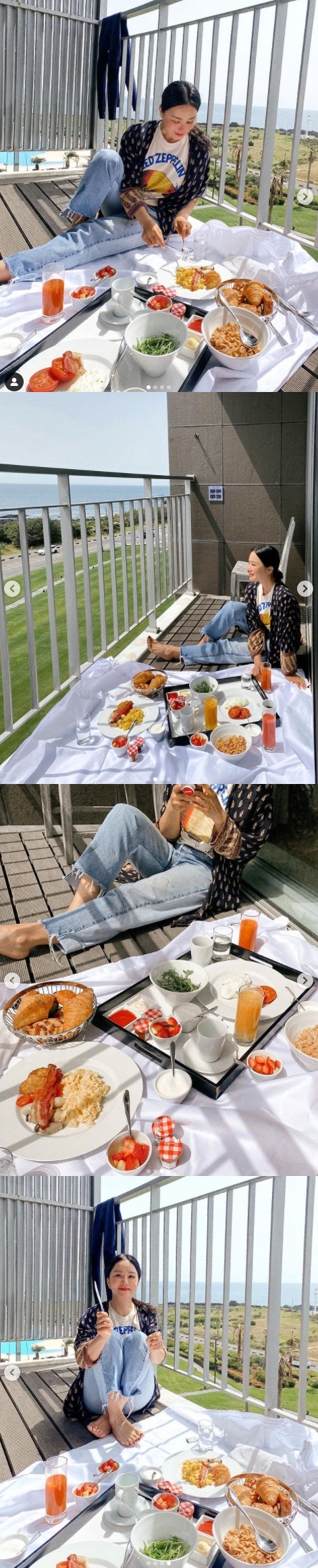 Seoul = = Singer and Actor Uhm Jung-hwa revealed his happy daily life.Uhm Jung-hwa posted several photos on his instagram on the 9th with an article entitled Spring in Terrace.In the public photo, Uhm Jung-hwa is eating breakfast at Terrace in the background of Sea in Jeju Island.He also looks at Sea and smiles, boasting a happy daily life and attracting attention.On the other hand, Uhm Jung-hwa is appearing on TVN On and Off which is broadcasted every Tuesday at 10:30 pm.
