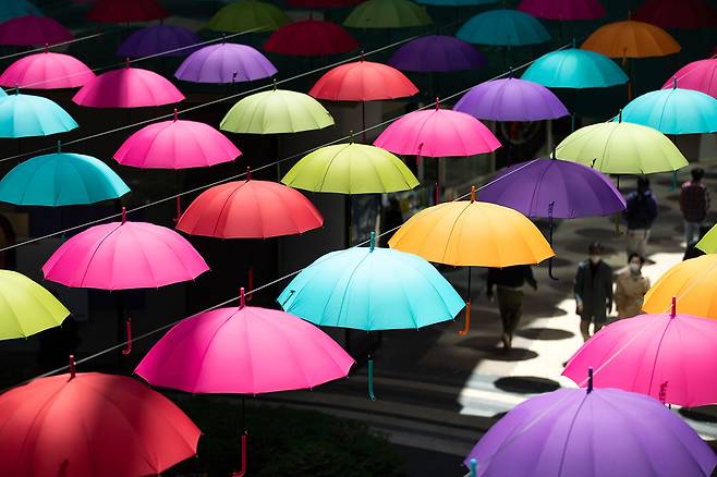 초대형 면역우산은 없다. 다만 개인의 작은 우산이 모여 공동체의 우산이 될 수는 있다. 우산을 펼치지 못한 사람도 그 아래서 비를 피한다. ⓒ시사IN 신선영