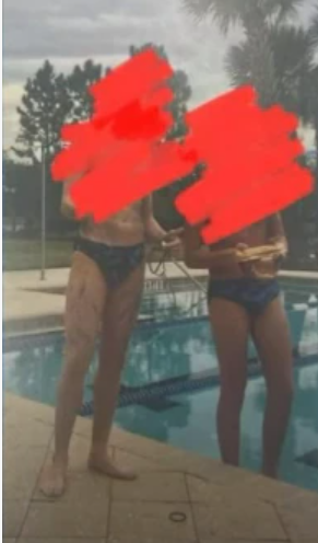 고교앨범에 수영복 차림의 교내 수영팀 남학생들 사진은 그대로 실었다. ⓒNBC뉴스