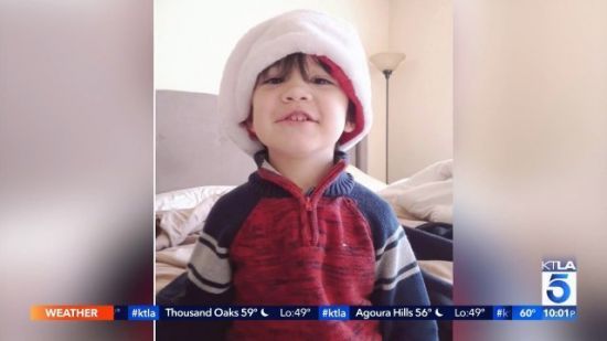고속도로 총격으로 사망한 6세 소년 에이든 레오스. KTLA 뉴스 방송화면 갈무리