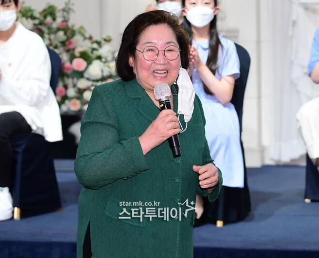 '소년 김두한' 제작발표회에 참석한 김을동. 사진| 강영국 기자