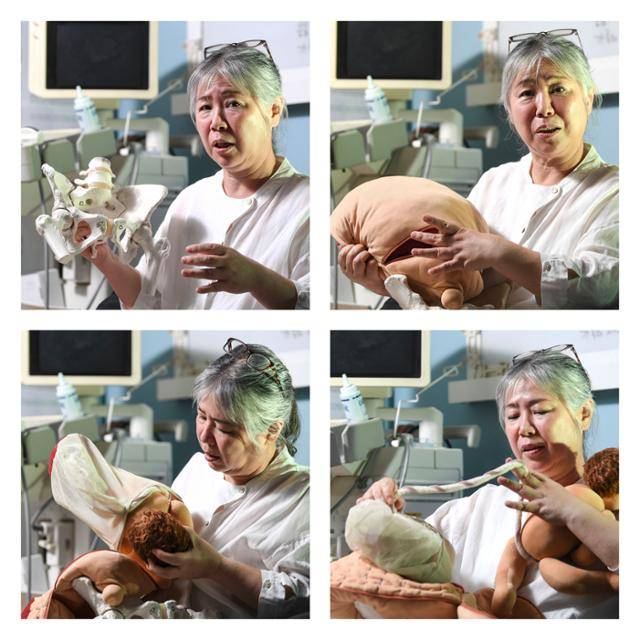 조산원을 찾는 임신부와 남편들에게 그는 출산 과정을 교육한다. 그가 태아와 자궁, 양막, 융모막, 골반 모형을 들고 설명을 하고 있다. 엄마 몸의 호르몬 변화, 그에 따른 태아의 반응, 둘 사이에 일어나는 교감을 이해하면 왜 출산이 ‘자연스러운’ 일인지 알게 된다. 이한호 기자