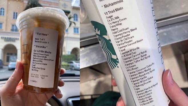 미국 스타벅스 일부 고객들 사이에서 음료에 과도하게 옵션을 추가하는 것이 유행하면서 직원과 다른 고객들이 불편을 겪고 있다. (트위터 갈무리) © 뉴스1