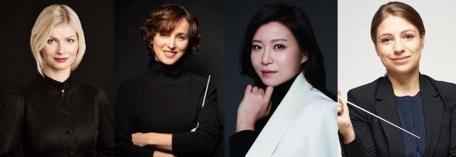 지난해 10월부터 올해 6월까지 서울시향, KBS교향악단, 코심의 정기공연 포디움에 섰거나 설 예정인 여성 지휘자들. 왼쪽부터 아누 탈리, 타니아 밀러, 성시연, 달리아 스타세브스카.
