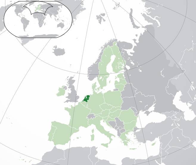 유럽 지도상의 네덜란드 위치 / 자료출처 = 위키피디아