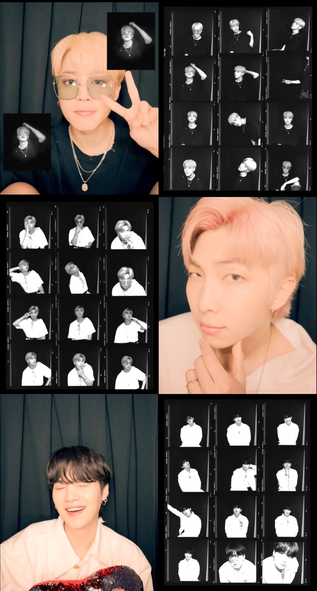 Jimin, RM, and Suga came out as the last main characters of the group BTS photo booth.BTS Jimin, RM and Suga posted individual footage taken inside the photo booth on their official SNS on June 25.The video, which was released on the 23rd, starting with V and Jungkook, was finished with Jimin, RM and Suga after J-hop and Jin.Photo booth image is an unusual content that shows BTS taking pictures alone. It is developed in such a way that the clear screen of the scene taking pictures and the small screen seen in the camera lens cross.Each of them has a short but colorful composition of about 40 seconds. Especially, it was released ahead of the release of the single CD Butter, attracting fans from all over the world.As background music, the instrumental version of Butter flows, and the different charms of BTS, which takes various Pose using sunglasses, which are props, can be confirmed.Jimin, RM, and Suga, who were the last runners, also showed their own personality.Jimin stared at the camera with a serious expression and emanated a unique charm, and completed various cuts with free pose.The RM expressed a unique personality, from close-up shots to a startling look; Suga used a heart-shaped cushion as well as sunglasses, and featured a bright and lively figure on the camera.The self-shooting looked at the side as if it was embarrassing, and the smile made the natural charm stand out.