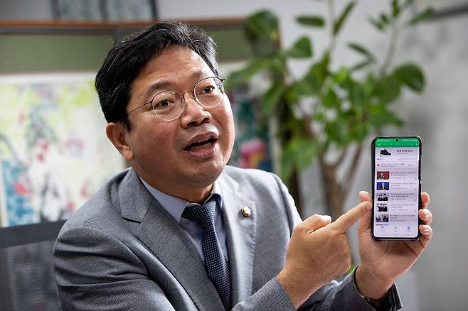 김승원 더불어민주당 의원은 미디어 바우처가 기사로 승부한다는 점에서 언론을 평가하는 정확한 지표라고 주장한다. ⓒ시사IN 신선영