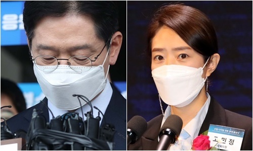 김경수 전 경남도지사(왼쪽)와 고민정 더불어민주당 의원. 연합뉴스