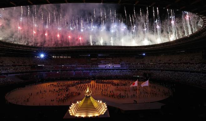 23일 2020 도쿄올림픽 개막식에서 성화가 타오르고 있다. 도쿄=올림픽사진공동취재단