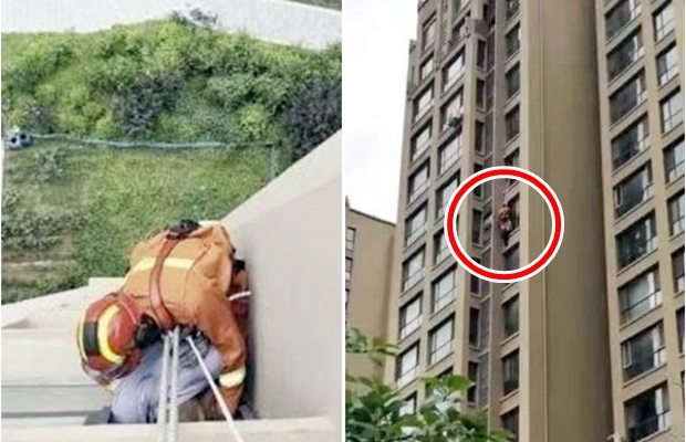 18일 치루완바오에 따르면 중국 산둥성 웨이하이의 한 아파트에 거주하는 남성 정 모 씨는 16일 아내와 말다툼 도중 아파트 11층 창문 밖으로 몸을 내밀며 아내를 겁박했다