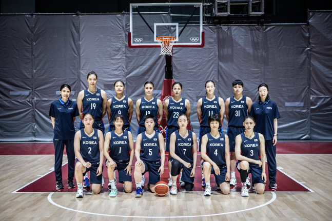 도쿄 올림픽 여자 농구 대표팀 단체 사진.  제공|FIBA