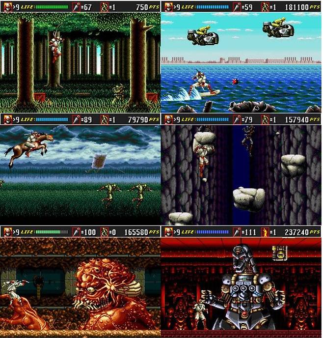 (이어 슈퍼시노비2에서 메카 고질라 같은 느낌의 보스가 등장하기도 했다)