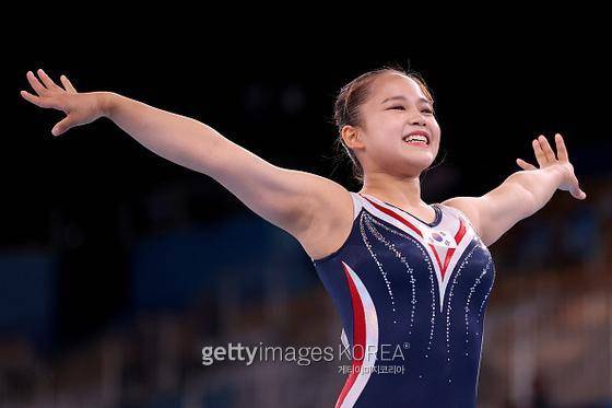 1일(한국시간) 도쿄올림픽 여자 기계체조 도마 결선에서 1, 2차 시기 평균 14.733점을 기록해 동메달을 거머쥔 여서정(19·수원시청). 사진=게티이미지