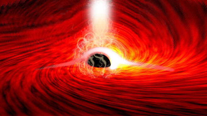 아인슈타인 또 맞았다…블랙홀 뒤서 새어나온 빛 최초 관측(사진=댄 윌킨스 제공)