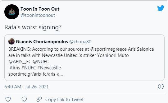 사진=뉴캐슬 팬 계정 'TOON IN TOON OUT'트위터