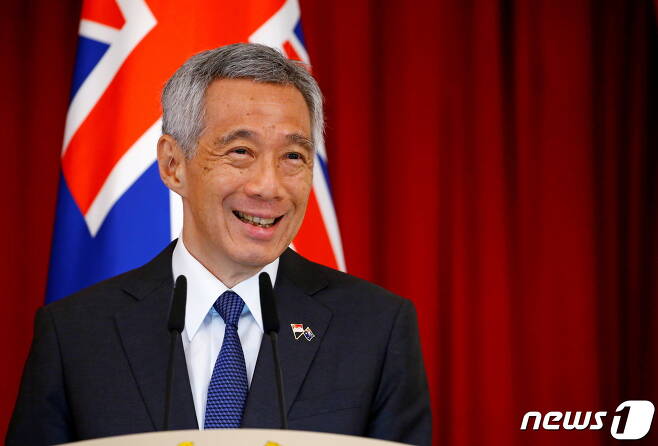 리센룽 싱가포르 총리가 지난해 싱가포르에서 열린 한 국제행사에서 연설을 하고 있다. © 로이터=뉴스1 © News1 박형기 기자