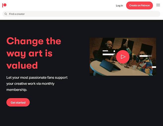 패트리온도 온리팬스와 같은 유료 구독 플랫폼이다. 후원자를 뜻하는 'Patron'에서 유래한 이름이다 (출처=패트리온 홈페이지 캡처)