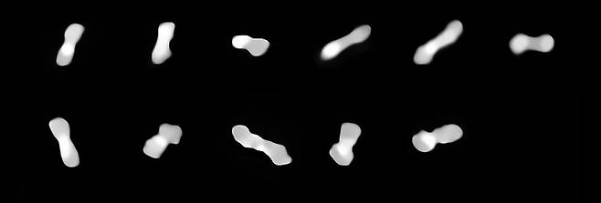 2017년부터 2019년까지 3년간 촬영된 소행성 클레오파트라의 이미지 11개.(사진=ESO/Vernazza, Marchis et al./MISTRAL 알고리즘(ONERA/CNRS))