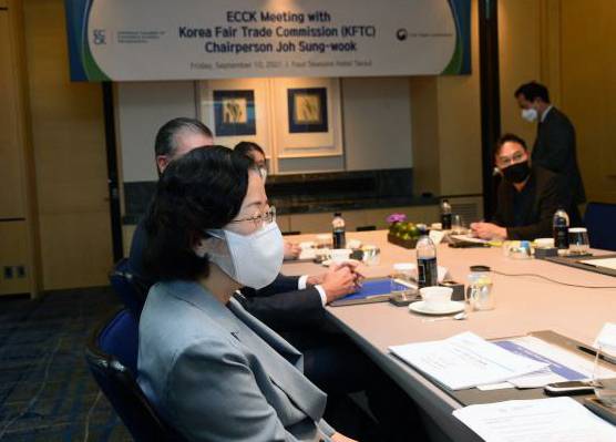 어제 조성욱 공정거래위원회 위원장이 10일 서울 중구 포시즌스호텔에서 주한유럽상공회의소(ECCK) 주최로 열린 초청 간담회에 참석했습니다. (출처=연합뉴스)