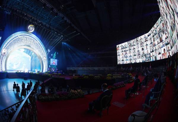 ‘THINK TANK 2022 희망전진대회’가 비대면 방식으로 진행되고 있다. 세계평화통일가정연합 제공.