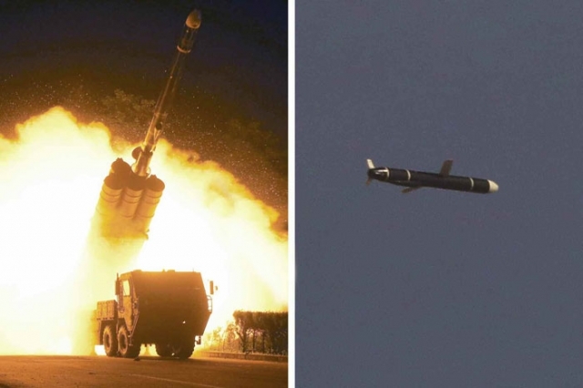 북한이 시험발사한 신형 장거리 순항미사일. 뉴시스