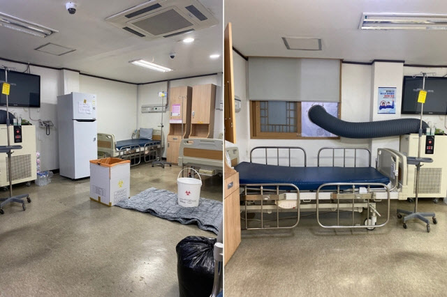 코로나19에 걸린 신생아 4명과 산모들이 함께 격리된 경기도 평택시 한 병원의 병실. (사진=온라인 커뮤니티 캡처)