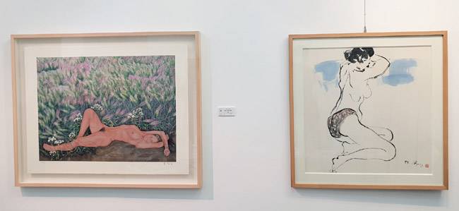 이숙자 화백의 ‘1989-6 이브의 보리밭 89’(판화·왼쪽)와 ‘모필 크로키 1’(드로잉).