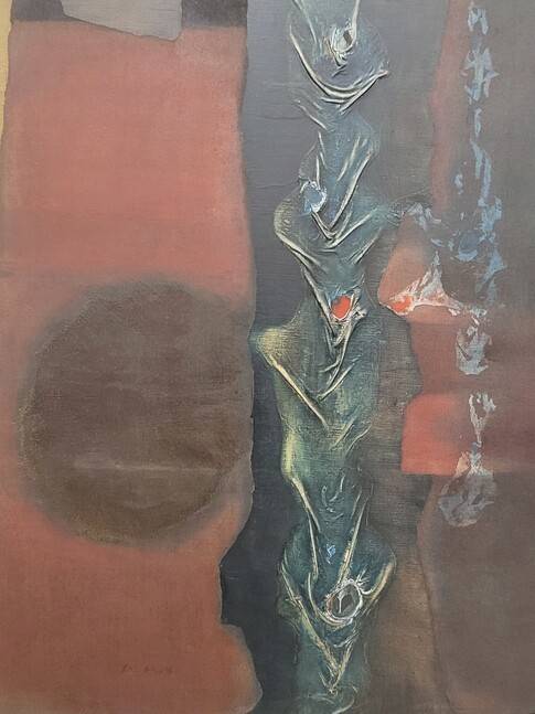 작가의 초창기 추상그림인 1965년작 <작품 65-B>. 형체 없이 격정이나 뜨거운 감정을 화면에 표출하는 서구 앵포르멜 사조의 영향이 뚜렷하게 드러난다.