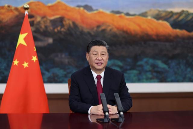 시진핑 중국 국가주석이 4월 20일 화상으로 열린 보아오 포럼 개막식에 참석해 기조연설을 하고 있다. 베이징=AP 연합뉴스