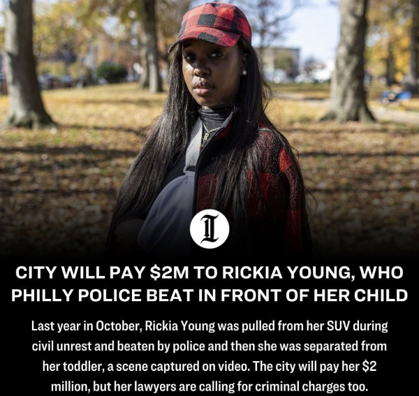 흑인 여성 리키아 영이 자신의 아기 사진을 올린 경찰관들을 고소했다. /사진=The Philadelphia Inquirer 인스타그램 캡처.