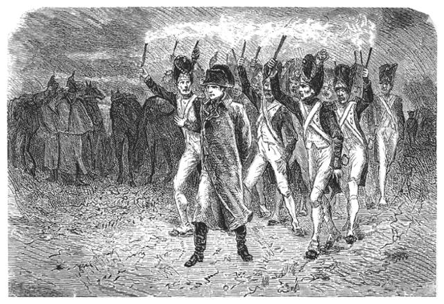 나폴레옹의 중요한 전투 중 하나로 꼽히는 아우스터리츠 전투 전날 밤, 나폴레옹과 병사들의 모습을 그린 삽화. 게티이미지뱅크