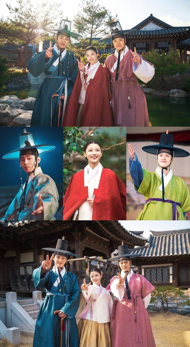 SBS 월화드라마 '홍천기'의 안효섭, 김유정, 공명이 추석 인사를 전했다./사진제공=SBS 월화드라마 '홍천기'