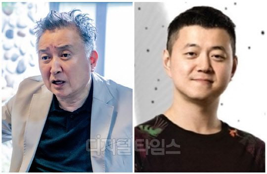 김영환(왼쪽) 전 국회의원과 미디어아트 작가 문준용씨. 디지털타임스 DB, 문준용 페이스북