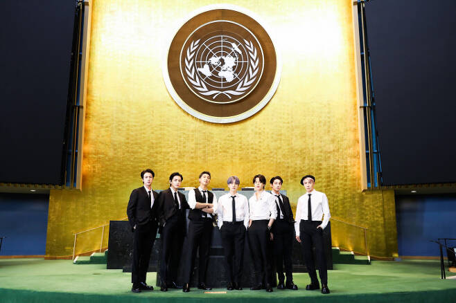 그룹 방탄소년단(BTS)이 20일(현지시간) 유엔 지속가능 발전목표 고위급 회의(SDG 모멘트)에 참석해 연설했다. 빅히트뮤직 제공