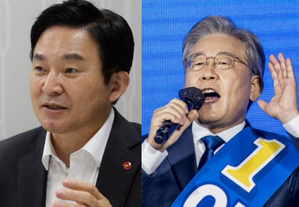 원희룡 전 제주도지사(왼)와 이재명 경기도지사. (사진=연합뉴스)