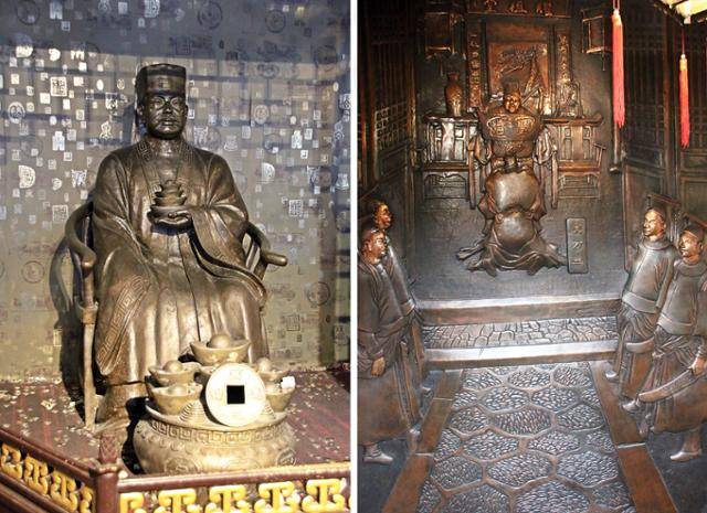 저우좡 심청의 심만삼 조각상과 일대기를 보여주는 동판 벽화. ⓒ최종명